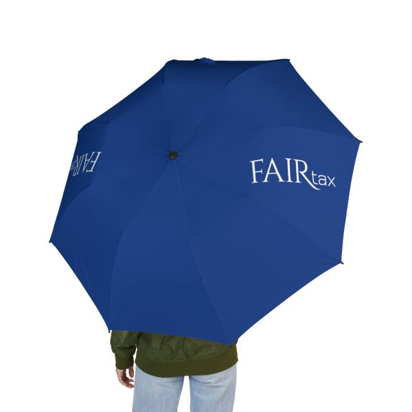 FairTax Folding Travel Umbrella Blue with white logo, Compact Rain Gear for Men and Women, Perfect Gift for Any Occasion, Weather Protection, [...] - Image 3