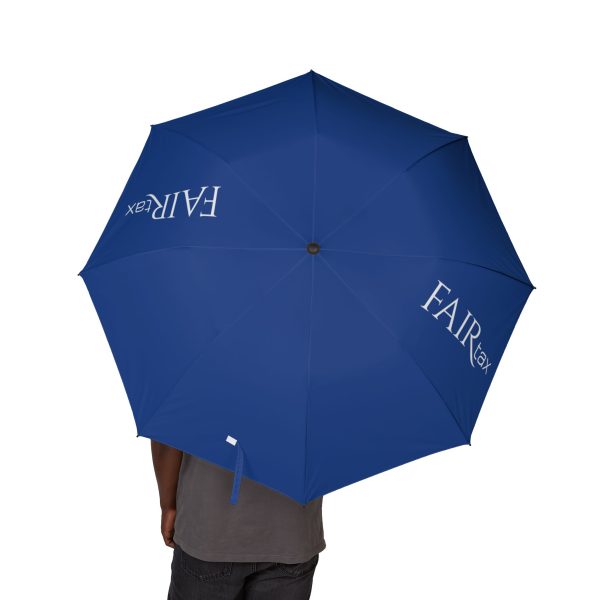FairTax Folding Travel Umbrella Blue with white logo, Compact Rain Gear for Men and Women, Perfect Gift for Any Occasion, Weather Protection, [...] - Image 4